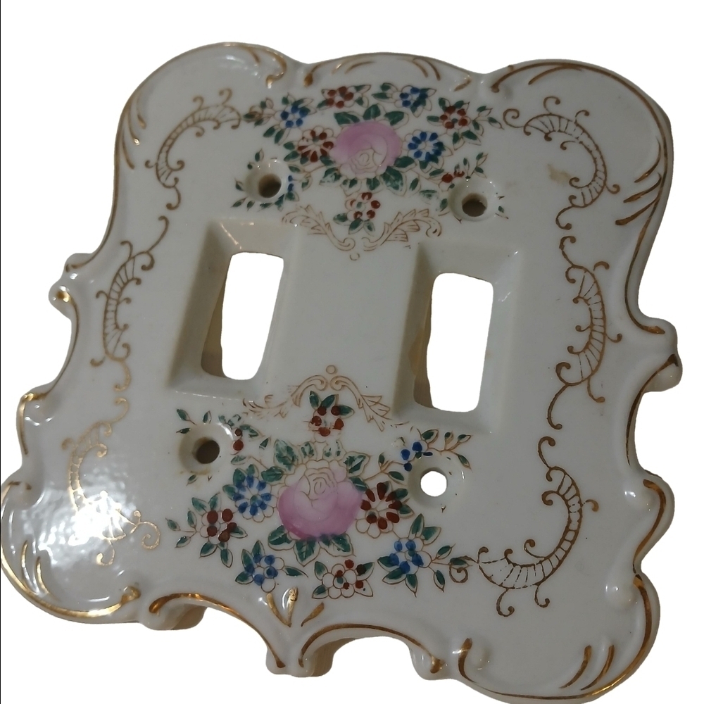 Floral Ceramic Double Light Switch Cover
